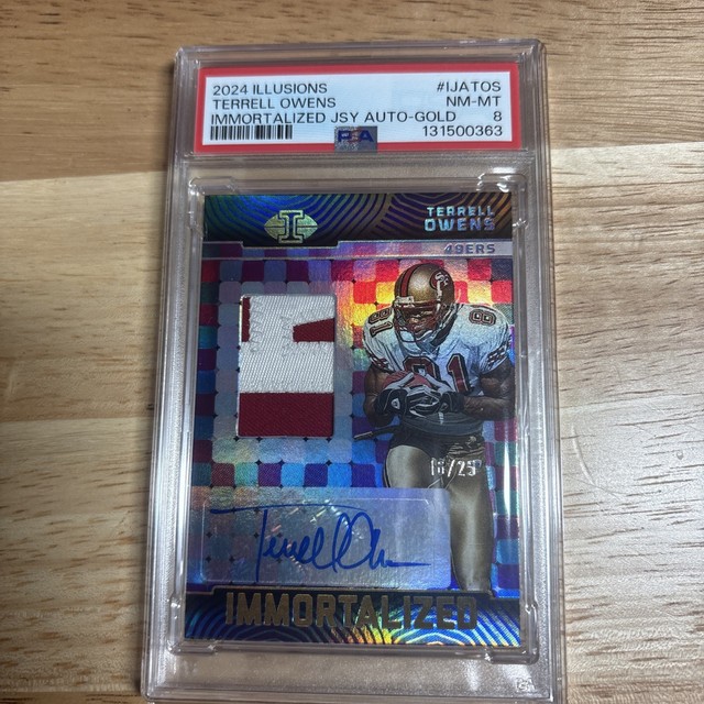 2024 Panini Illusions Terrell Owens Immortalized Patch Auto Blue /25 49ers HOF