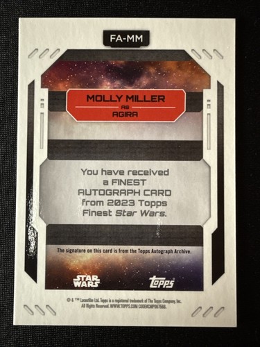 Molly Miller Auto 2023 Topps Finest Star Wars Aqua Refractor /199 #FA-MM - Picture 3 of 3