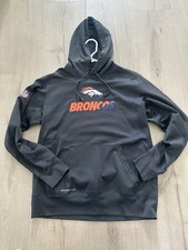 Sudadera con capucha Nike para hombre Therma Fit Denver Broncos talla L gris oscuro