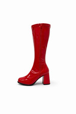 Women’s GoGo Boots – 3.25” Mid Heel Knee High Patent Zip Boots UK 3–12 | Party