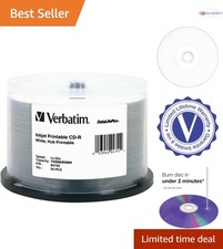 CD-R 700MB 52X Inkjet Printable White Hub Discs 50pk DataLifePlus