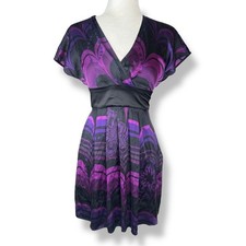 Y2K Express Silk Blend Babydoll Mini Dress Womens Size XS Whimsigoth Flutter