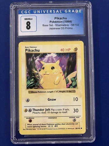JAPANESE CD PROMO Pikachu Base Set Shadowless 1999 — CGC 8 GRADED Pokemon