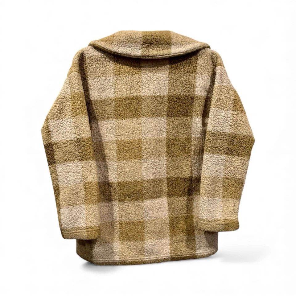 Chaqueta polar Billabong Sherpa para mujer pequeña a cuadros con botones color crema tostada Foto 3 de 4