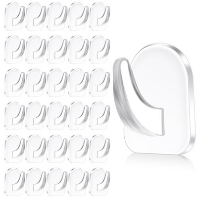 30 Pcs Clear Adhesive Wall Hooks for Hanging, Heavy Duty Removable Hooks, Pla...