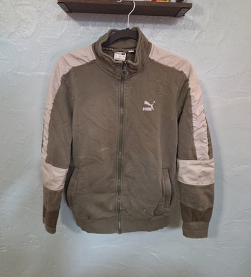 PUMA Men's Vintage Ripstop Zip Green Track Jacket Sweatshirt Size Small (S)