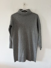 Women Vintage Seasalt Cornwall Grey Merino Wool Turtle Neck Jumper Dress Size 10