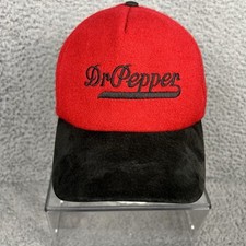 VTG Dr Pepper Wool/Suede Hat Baseball Cap OSFM Stylemaster USA Made Red/Black