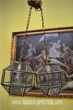 Coppia di lampadari ottagonali a lanterna anni 50