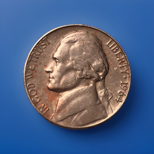 Jefferson Nickel 1964 P 5c US ERROR COIN Lamination Issue Clad Layer /#N-043