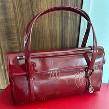 Cartier Happy Birthday Handbag Red Leather Women's Used