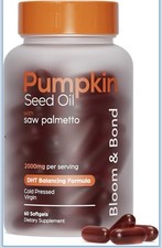 Pumpkin Seed Oil with Saw Palmetto 2000mg Softgels Organic Bloom Bond