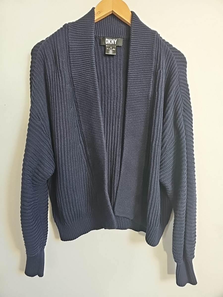 DKNY Navy Blue Batwing Open Style Cardigan Size M UK