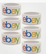 6 Rolls Official Ebay Branded TAPE Packaging Shipping Supplies 75 yard x 2" NEW