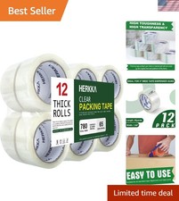 Versatile Clear Packing Tape - 12 Rolls, 65 Yards, Perfect for Home Office Use