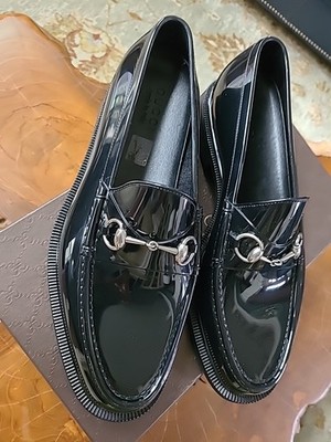 Gucci Mens Black Rubber Horsebit Loafers NIB With Dust Bag Sz G11