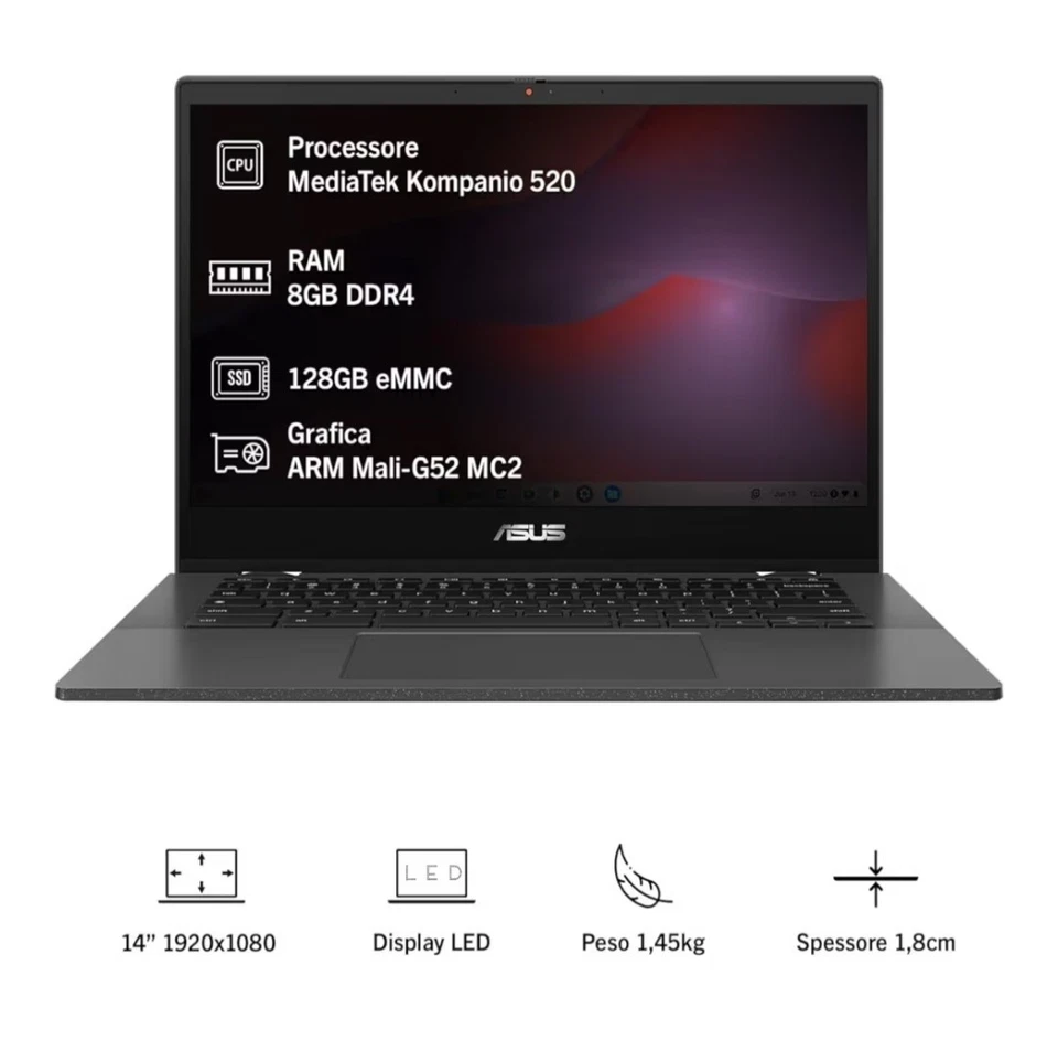 Notebook Asus Chromebook CM1402CM2  con Scatola E Garanzia, - Immagine 2 di 4