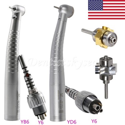 New Dental High Speed Fiber Optic LED Handpiece /Quick Coupler 6 Hole Rotor USA