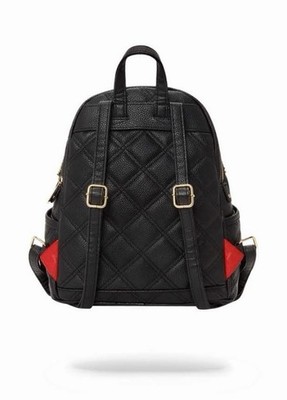 Sprayground Black Gold Quilted Shark Chain Backpack Designer Adjustable Strap