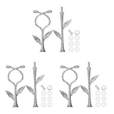 2 Tiers Cake Tray Stand Handle 3 Set Metal Holder for Cake Plate Silver Vine