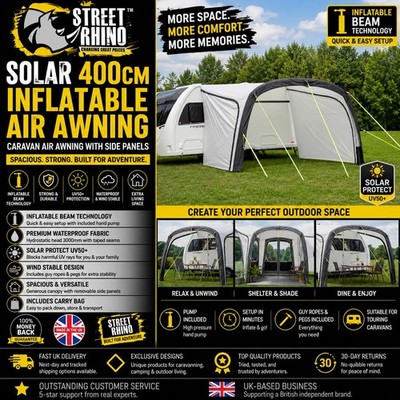 400cm Inflatable Caravan Sun Canopy Side Panels Ideal For Bailey Senator