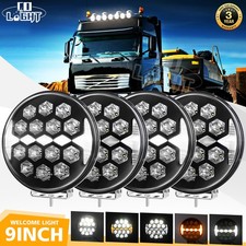 4x 12v 24v 9" LED Truck Spotlight White Fog Led Lights Foglight Lamp for lorry