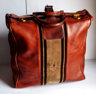 °Edle Principe Vintage Reisetasche°Leder/Samt, Wappen ° Selten°