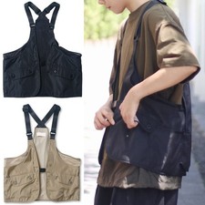 Bold Men's Hip Hop Vests with Japanese Harajuku Y2K Influence and Big Pockets