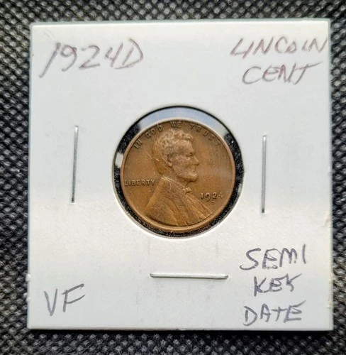 1924 D Lincoln Cent Penny - Very Fine Condition Semi Key Date