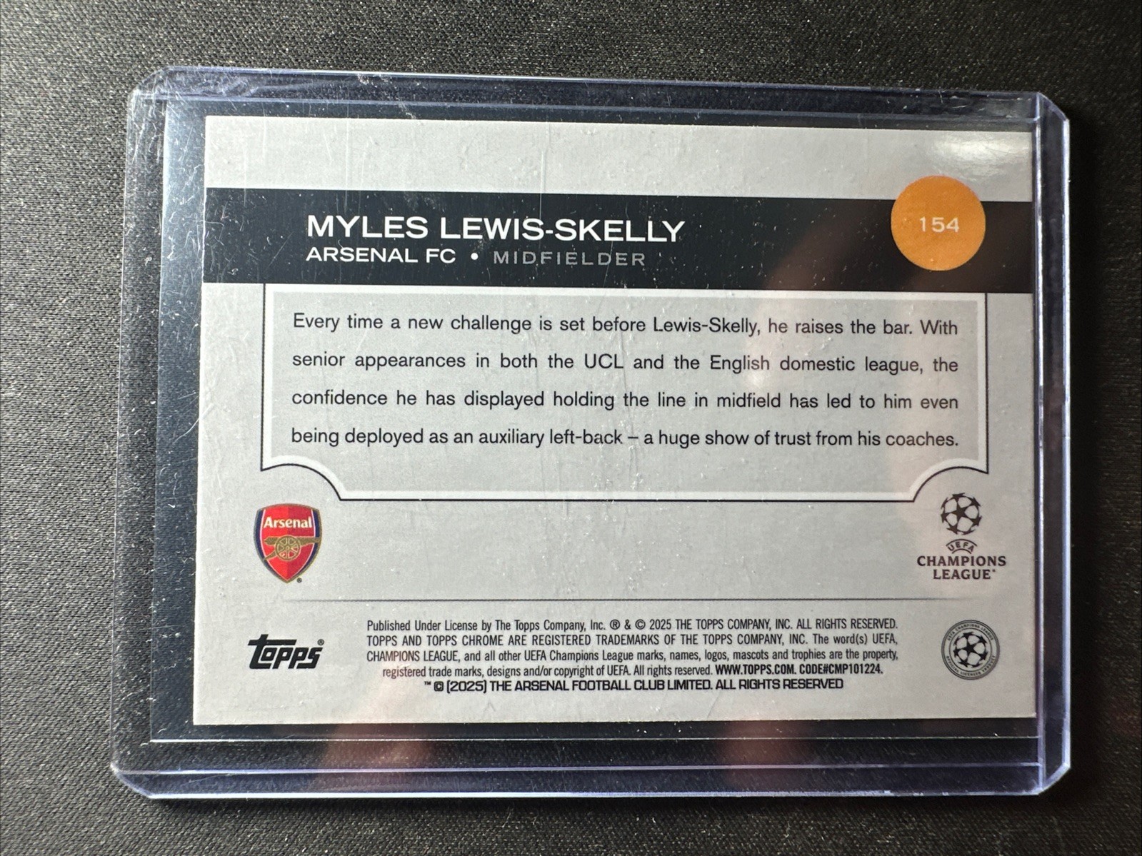 Myles Lewis-Skelly 2024-25 Chrome UCL Magenta Aqua Prizm #190/199 RC Rookie  view 2