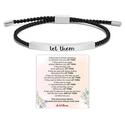 Let Them Tube Bracelet for Women, Self Worth Motivation Bracelet Adjustable Brai