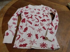 hanna andersson organic cotton long sleeved pajama top Christmas cream/red sz 4