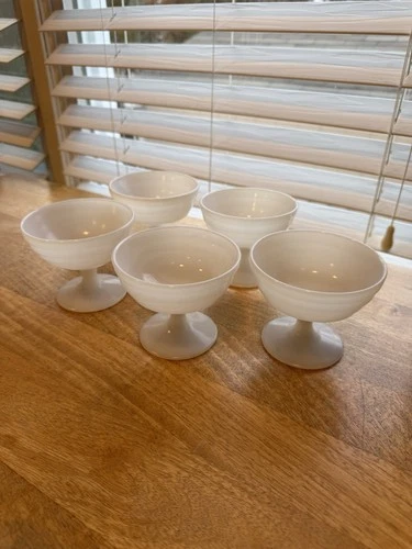 Vintage Hazel Atlas Platonite Ice Cream Dessert Cups- milky white