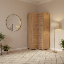 Nevis Oak Effect Narrow 2 Door Space-Saving Corner Wardrobe Bedroom Furniture