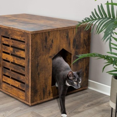 TRIXIE XL Farmhouse Litter Box Enclosure, Indoor Cat Furniture, Hidden Litter Bo