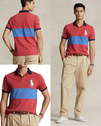 Polo Ralph Lauren Neu mit Etikett Custom Slim Fit Big Pony Mesh Poloshirt Nantucket rot Lar