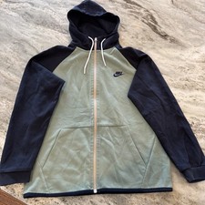 Nike Hoodie Zip Up woman s Small Green Navy Sweatshirt Running very Rare find
