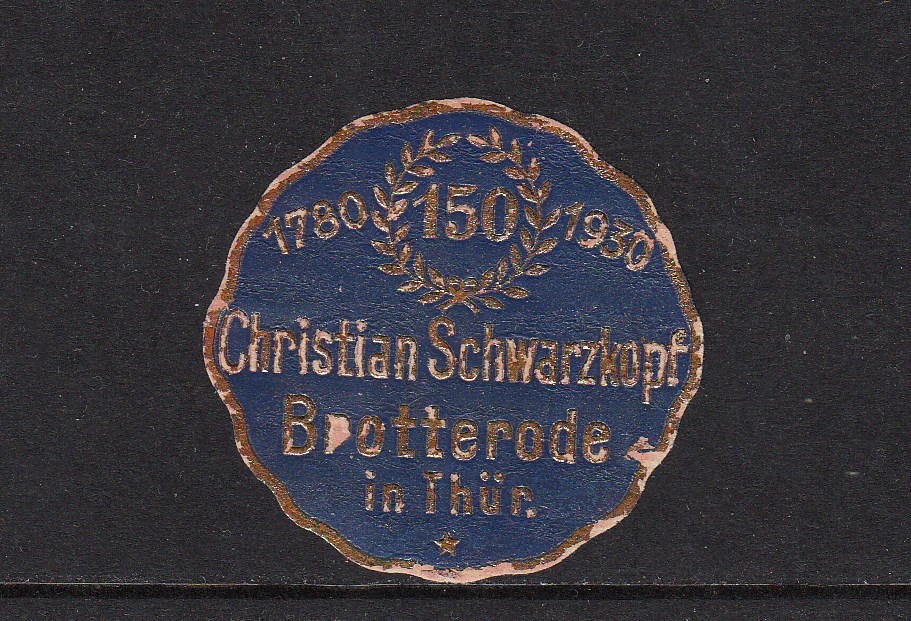 401786/ Siegelmarke - Christian Schwarzkopf - 1780-1930 - BROTTERODE in Thür.