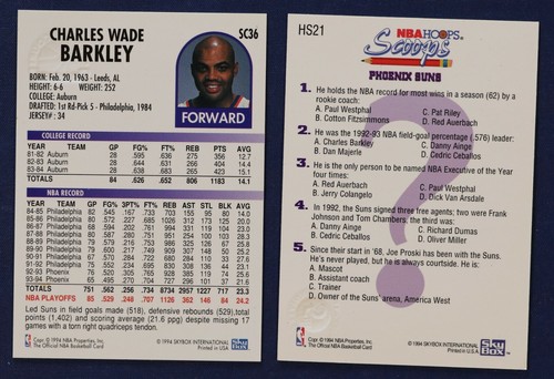 1993-94 Hoops Scoops Fifth Anniversary Gold #HS21 + 1994 SC36 Charles Barkley 2x - Picture 2 of 2