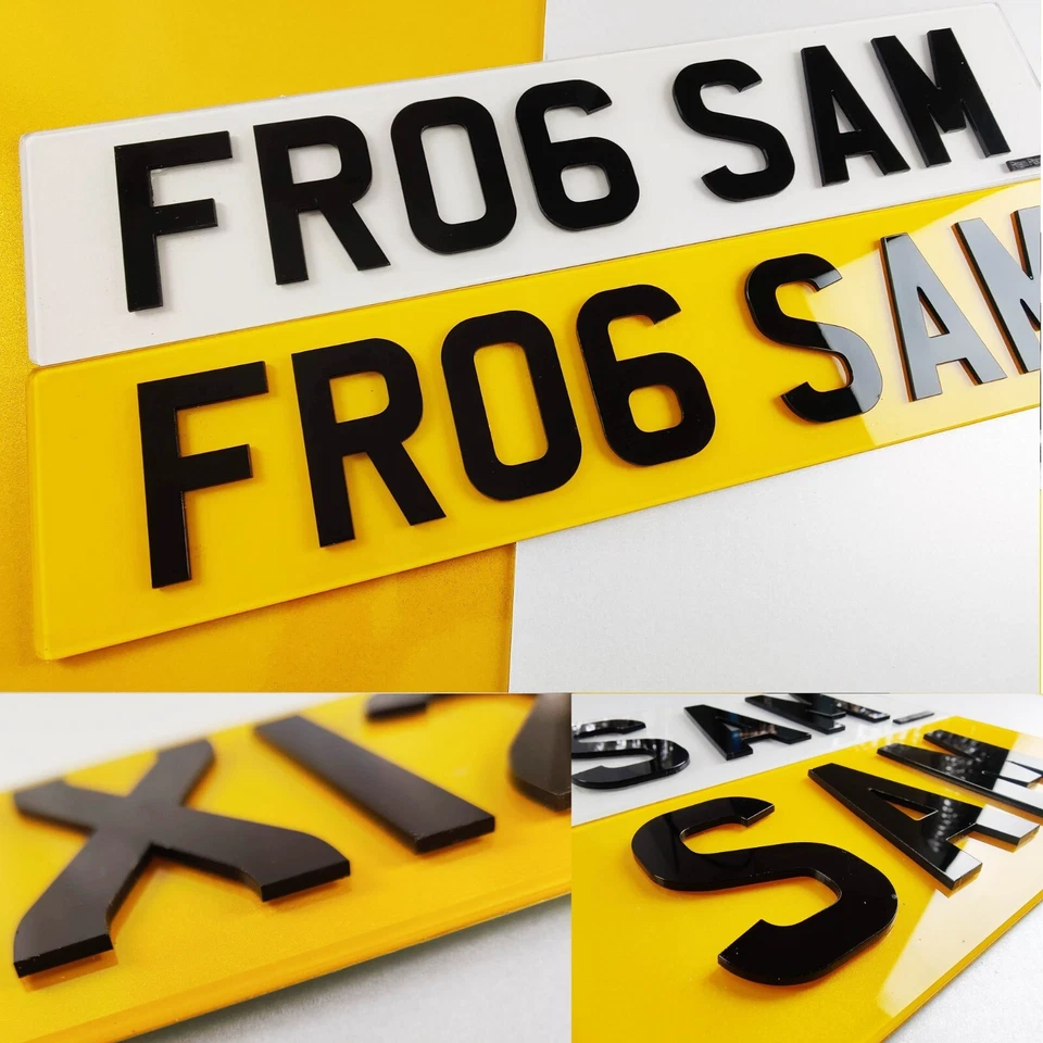 FRONT + BACK 3D 4D Number Plates Road Legal 3MM RAISED ACRYLIC! Vehicle License - image 2 of 4