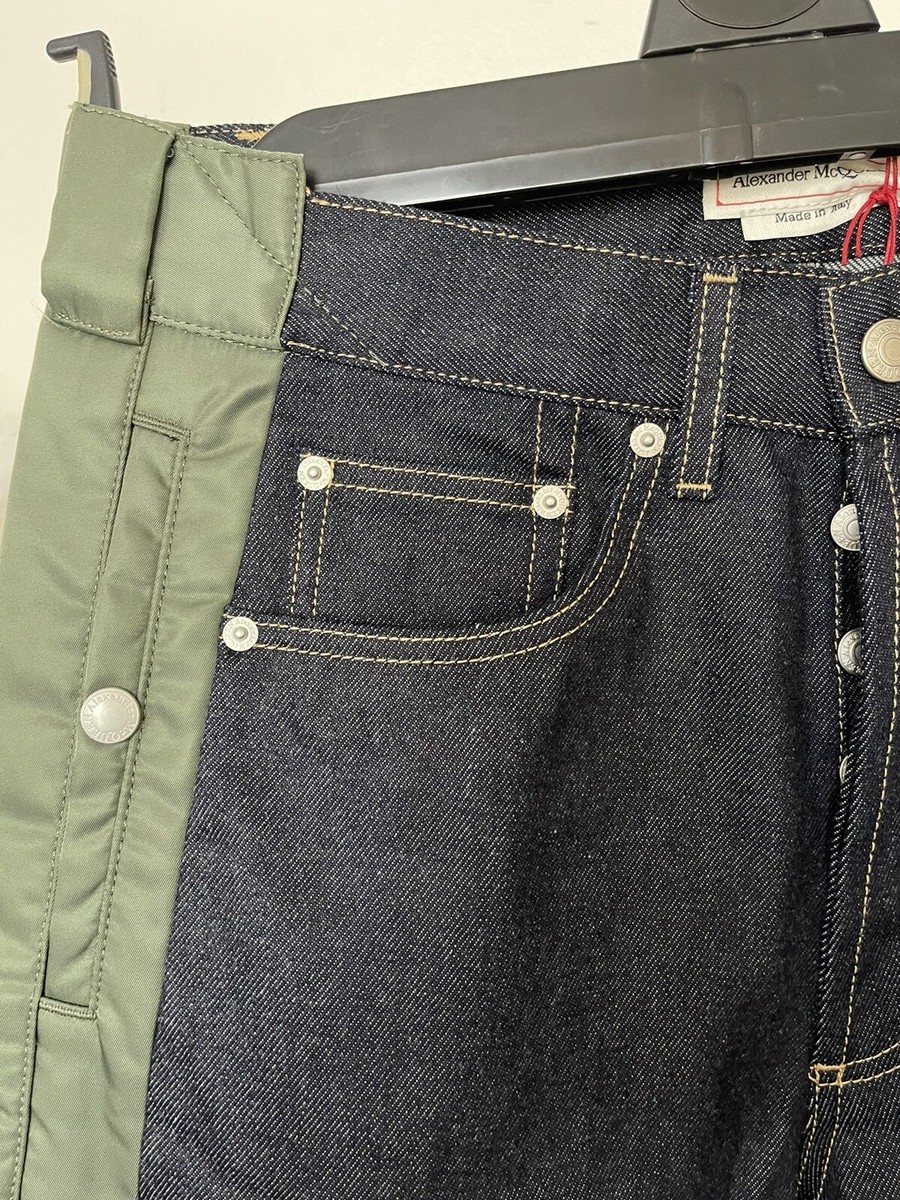 Alexander McQUEEN デニム Alexander McQueen Hybrid Green Stripe On Side Japanese Denim