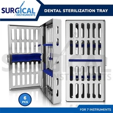 6 Pcs Trays Dental Sterilization Cassettes Box For 7 Instruments, Small Parts