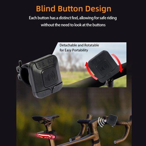 LED USB Rechargeable Bike Tail Light Set Remote Turn Signals Brake Bicycle Alarm - Picture 5 of 23