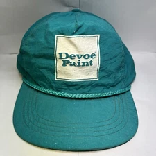 Vintage Devoe Paint Teal Nylon Rope Yupoong Snapback Hat Cap