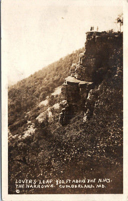 Real Photo Postcard Cumberland Maryland - Lover's Leap The Narrows  - Pmrk 1928