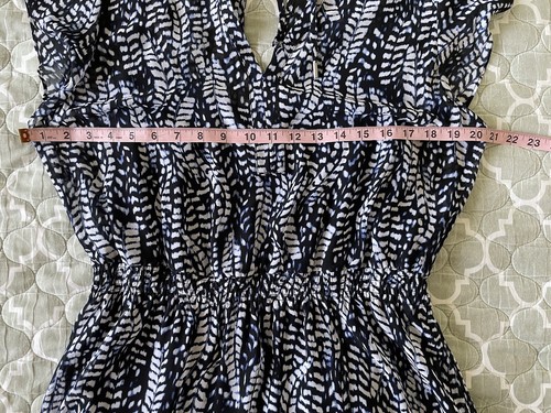 Maxi abito donna White House Black Market taglia L blu con volant manica corta - Foto 7 di 20