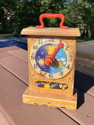 Fisher-Price Toys Tick-Tock Teaching Clock 1964.  Works / Hour Hand Is Broken