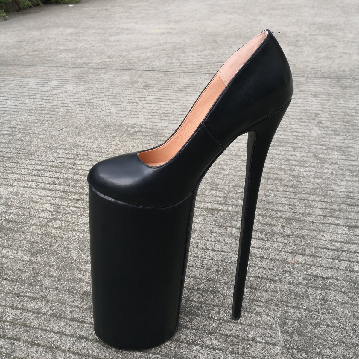 15cm/5.9 inch Ankle Strap Platform Shoes High Heels Peep Toe Patent Pumps