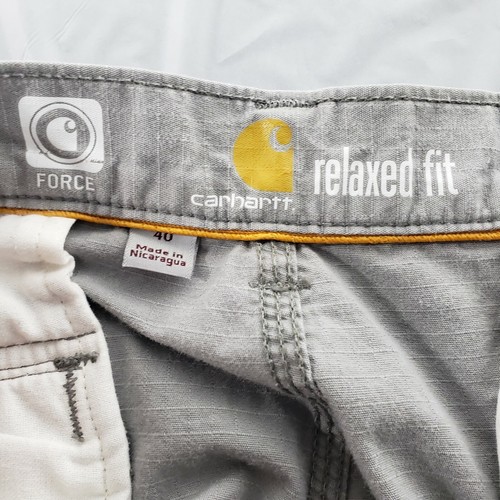 Pantalones cortos de carga Carhartt para hombre 40 gris fuerza calce relajado informal ropa de trabajo caminata campamento - Imagen 7 de 8