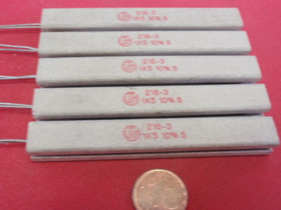 RARE! HIGH LOAD RESISTOR 1.5K Ohm 17W CEMENT RADIAL 9x10x75mm 5x 25996